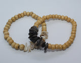 Bracelet from Wood-Beads and Shell, Elastic