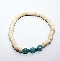 Bracelet Elastic from Coconut Beads and Artificial Stone