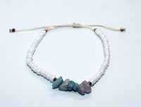 Bracelet from Artificial and Green or White Agate Stone