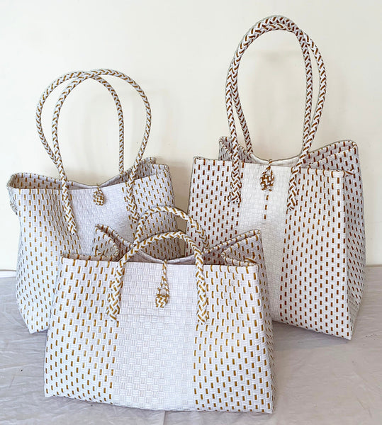 Bags from Recycled Plastic (White-Gold / White)