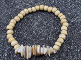 Bracelet from Wood-Beads and Shell, Elastic