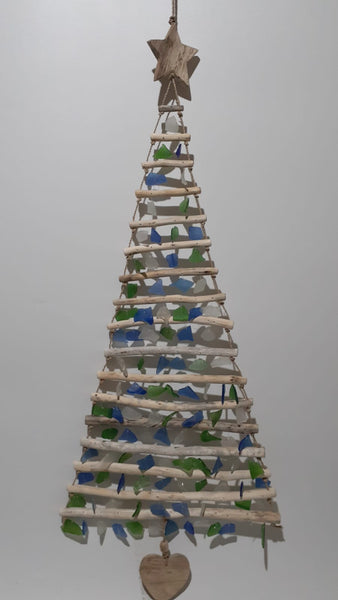 Hanging Christmas Tree From Wood and Glass