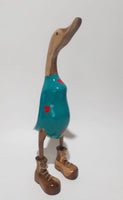 Duck in Turquoise with Red Harts and Boots