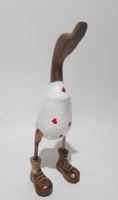 Duck in White with Red Harts and Boots