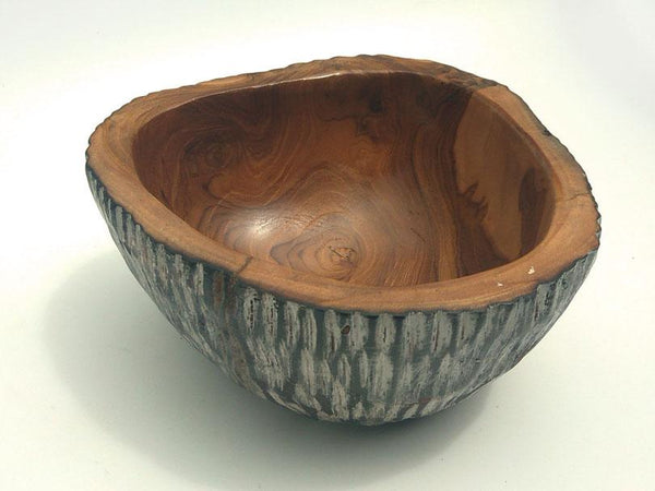 Carved bowl Black white wash (Teak)
