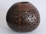 Carved Coconut Shell For T-Light (Brown)