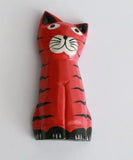 Wooden painting cat magnet Set of 4