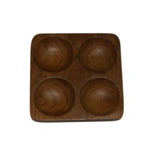 Square Plate with 4 holes (Teak)
